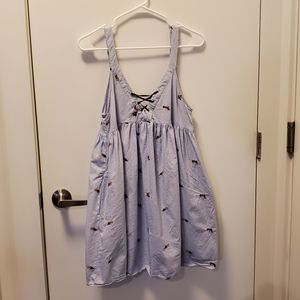 Zara seersucker dress with flower embroidery